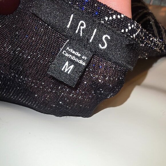 IRIS Black Shimmer Iridescent Mini Bodycon Club Dress sz M - Picture 9 of 11